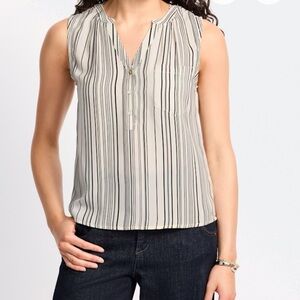 Fun 2 Fun Striped Sleeveless Blouse - Cream and Black